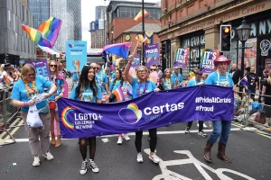 Certas Energy and FloGas employees walking the Manchester Pride parade.